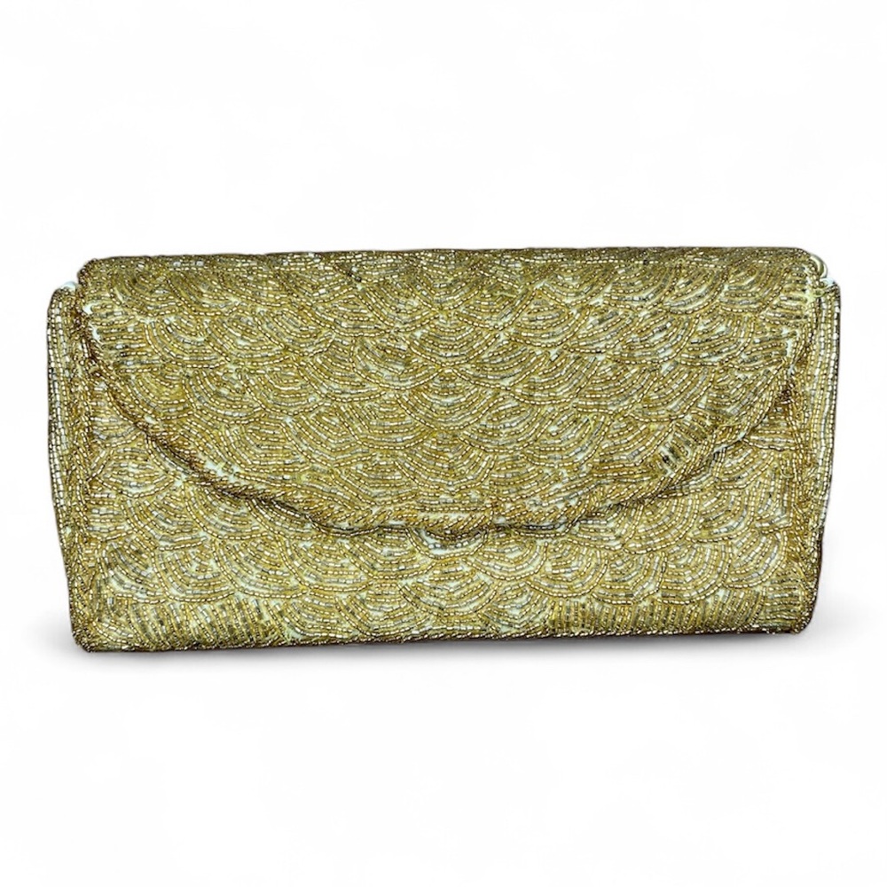 STUNNING Vintage Walborg Gold Beaded Purse
